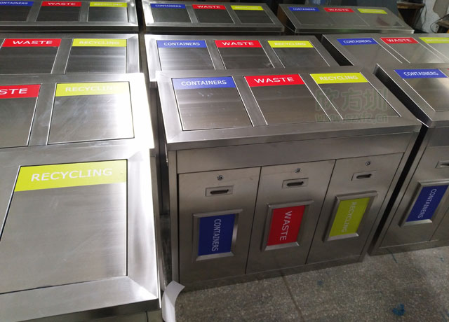 不銹鋼三分類垃圾回收箱