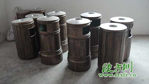  古意盎然，韶關園林仿銅玻璃鋼垃圾桶